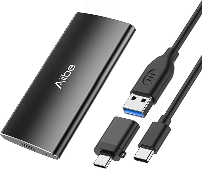 Aiibe External SSD 250GB External Hard Drive USB C Portable SSD, Up to 500MB/s, USB 3.1, External Solid State Drive 250GB for Laptop, Mac, PS4 (Black)