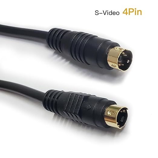 S Video Cable, S-Video Cable 4 pin Connector Male to Male Gold Plated Compatible with DVD Player, Home Theater, DSS receivers, VCRs, DVRs/PVRs - 3.28FT