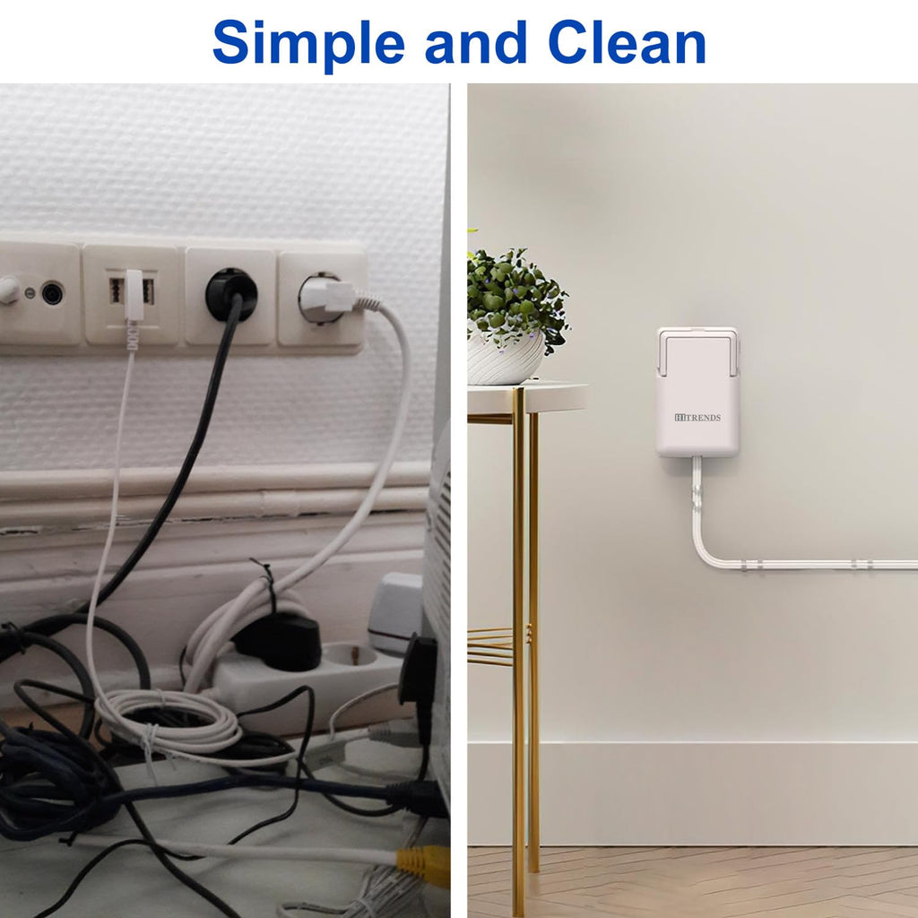 6FT Ultra-Thin Flat Plug Power Strip with 5 Outlets & 3 USB Ports | Child & Pet-Safe, 1625W, Wall-Mounted Cord Organizer, Universal Size Outlet & Plug Concealer with Cord Clips(UL Listed)