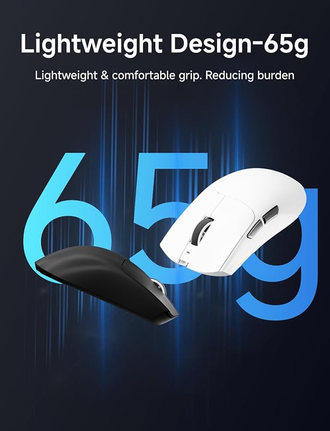 S9 Pro Wireless Gaming Mouse, 59G Ergonomic Computer Mouse, Triple Modes, 8K Polling, 26K DPI, PAW3395 Optical Sensor, Kailh Switch, 250h Battery Life, Programmable for PC/Win/Mac(Black)