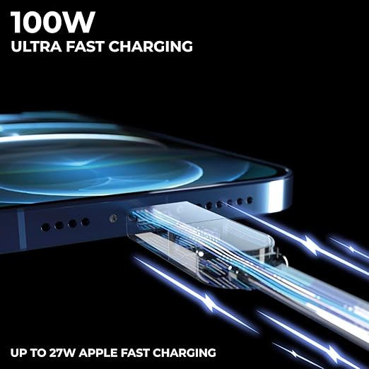 Rolling Square InCharge XL 300cm - USB C Charger Cable, Lightning Cable for Smartphone, Universal Cable Charger 6 in 1, USB Plug, Yellow, 100W