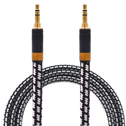 Aux Cord, Audiophile 3.5mm Stereo Audio Cable [0.75m (2.5 Feet), Silvered-Plated Copper core], Unbreakable and Great for Laptop, Tablets,Headphones, Cars and More.