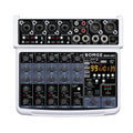 BOMGE 6 Channel mini DJ Audio sound mixer console with USB interface, Bluetooth, Stereo Recording, 48V Phantom Power, 99 DSP effects for karaoke, singing, live，streaming，pc recroding. (white)