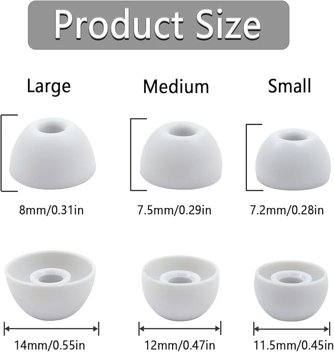 Replacement Silicone Ear Tips for Beats Fit Pro/Studio Buds/Studio Buds+ Headphone, 6 Pairs Earbuds Eartips L/M/S, Eargels Set Fit in Case, Earplug Ear Cap (Silver White with Pen)