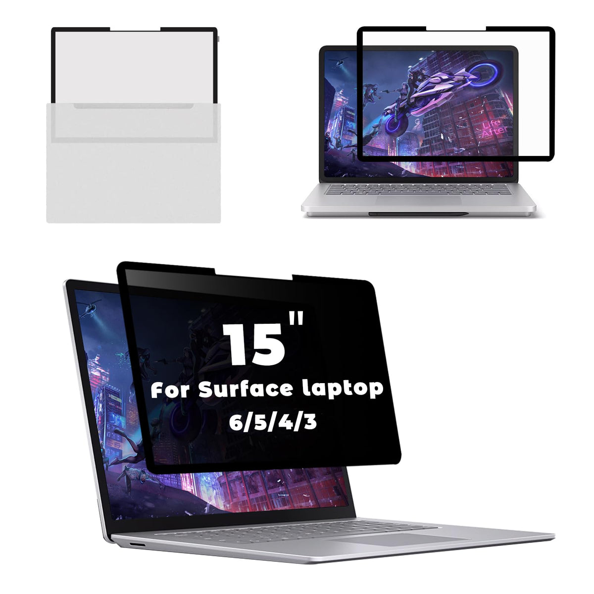 Laptop Privacy Screen Filter for Surface Laptop 6/5/4/3-15 Inch Removable
