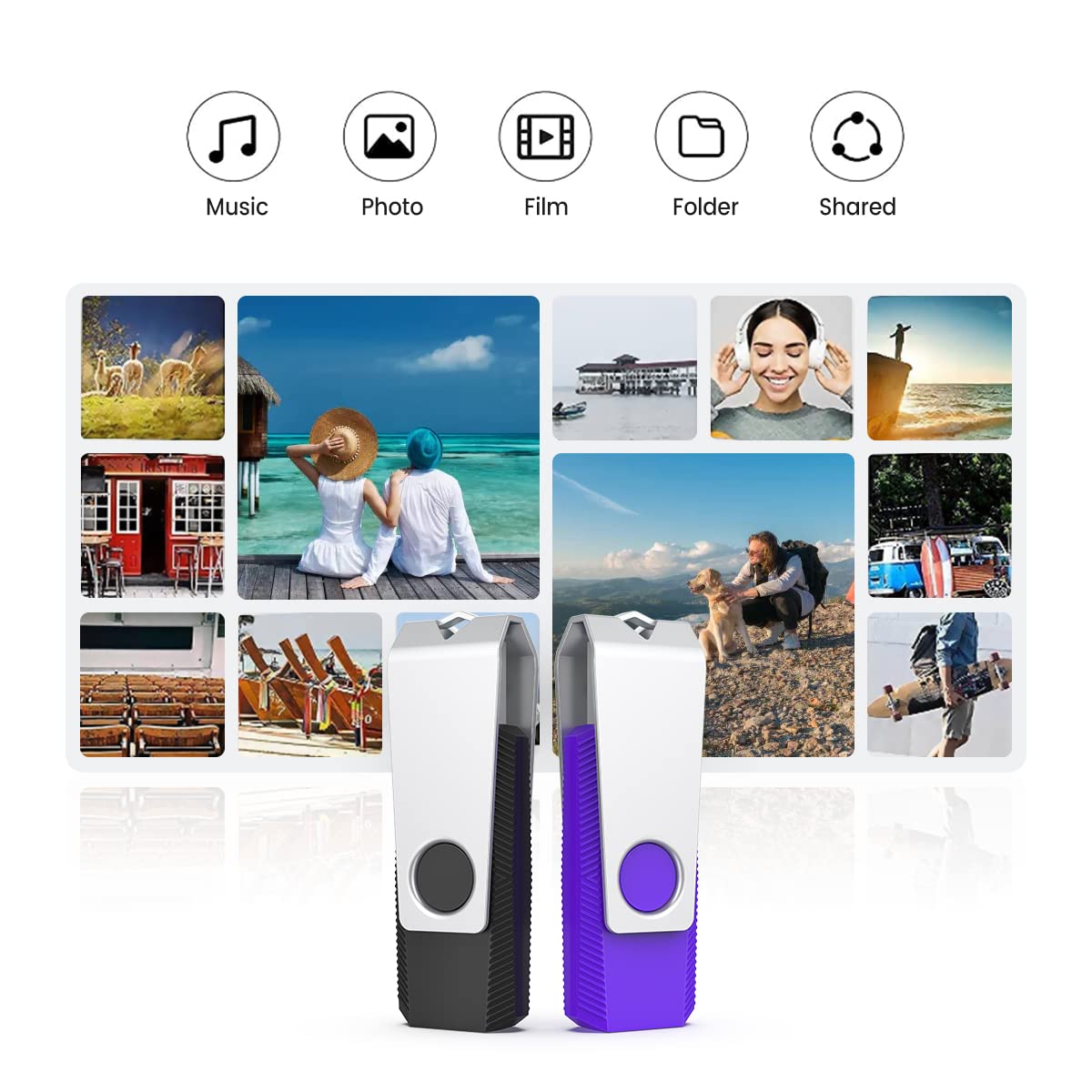 Aiibe 5 Pack 64GB USB 3.0 Flash Drive 64GB USB 3.0 Drive 5 Pack Thumb Drive Memory Stick USB Stick 64 GB (5 Mixed Colors: Black Red Cyan Green Purple)