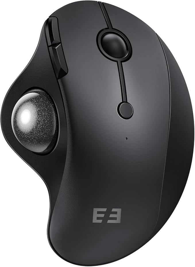 seenda Wireless Trackball Mouse Ergonomic - Bluetooth Rollerball Mouse Rechargeable, Multi Devices Connection Thumb Control Mice Compatible for Mac/Android/Windows Computers - Black