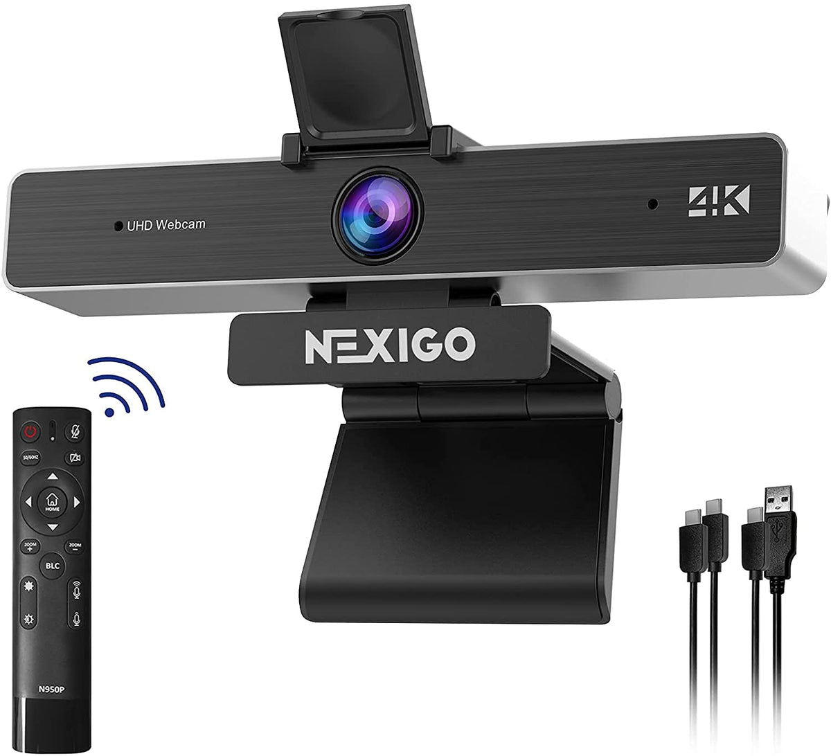 NexiGo N960E 1080P 60FPS Webcam with Light, Software Included, Fast AutoFocus, Built-in Privacy Cover, USB Web Camera, Dual Stereo Microphone, for Zoom Meeting Skype Teams Twitch