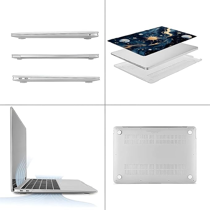 Compatible with MacBook Air 13.3 13.6 Inch Case 2022 2021 2020 2019 Plastic Hard Shell Case Cover,13.6 Air (A2681) M2 2022, Moon and Sun