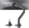 monTEK Heavy-Duty Monitor Arm for 17-57" Ultrawide Curved Screen, Supports up to 59.4 lbs, Adjustable Gas Spring Arm, 75/100 VESA Mount, Clamp & Grommet Desk Monitor Mount Single, Black