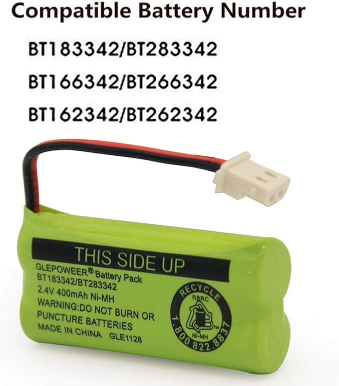 BT183342 BT283342 BT166342 BT266342 BT162342 BT262342 Battery Compatible with CS6114 CS6419 CS6719 EL52300 CL80111 Cordless Handset Phone (Pack of 2)
