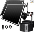 2-Pack Solar Panel Charger for Ring Camera, 8W High-Efficiency - Compatible with Ring Spotlight & Stick Up Cam Pro/Plus, 16ft Long Cable, 3.5mm to USB-C Adapter, IP65 Waterproof, Black