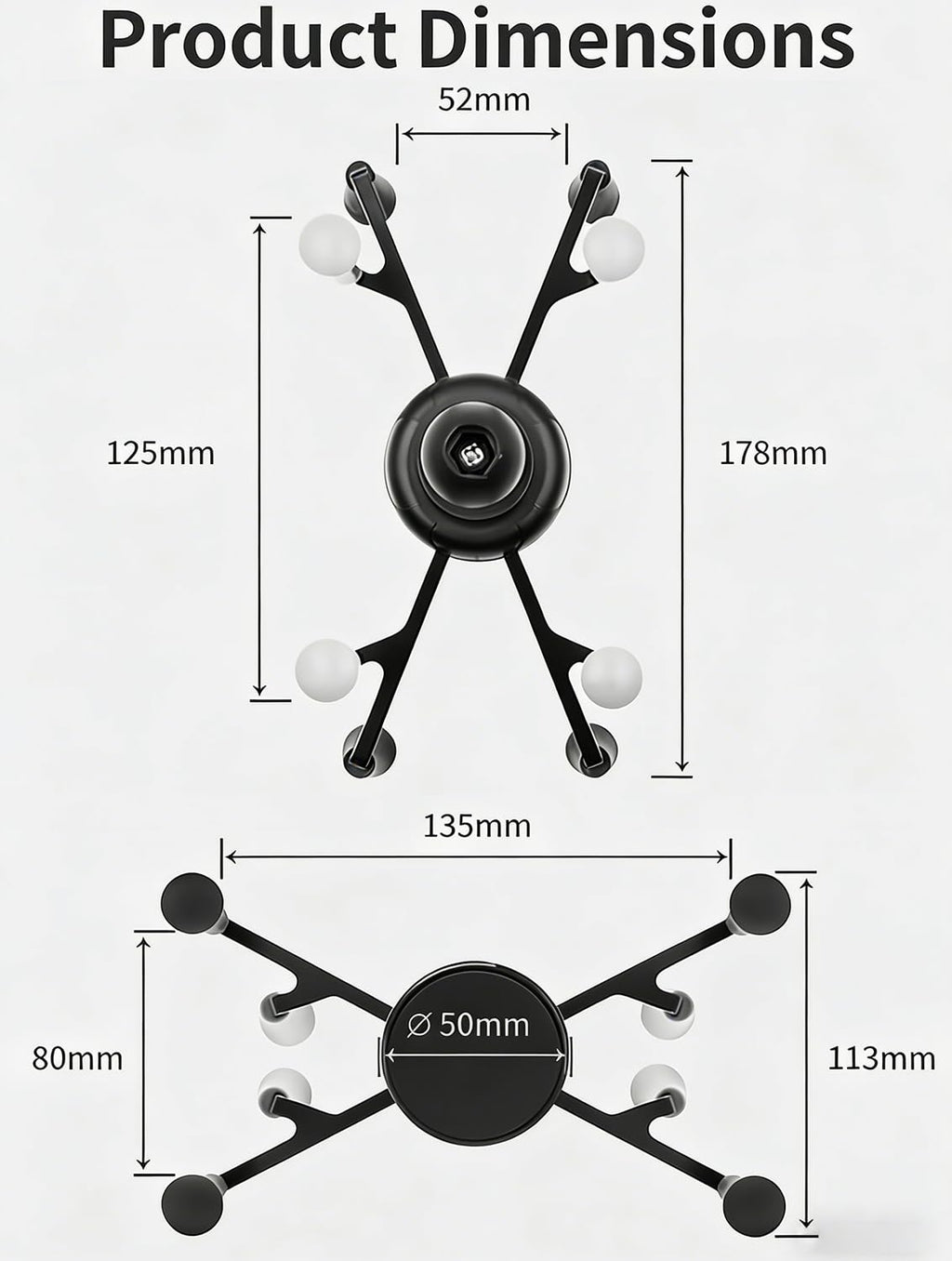 Strg Tablet Mount with U-Bolt Base for Rails 0.5'' to 1.25'' in Diameter