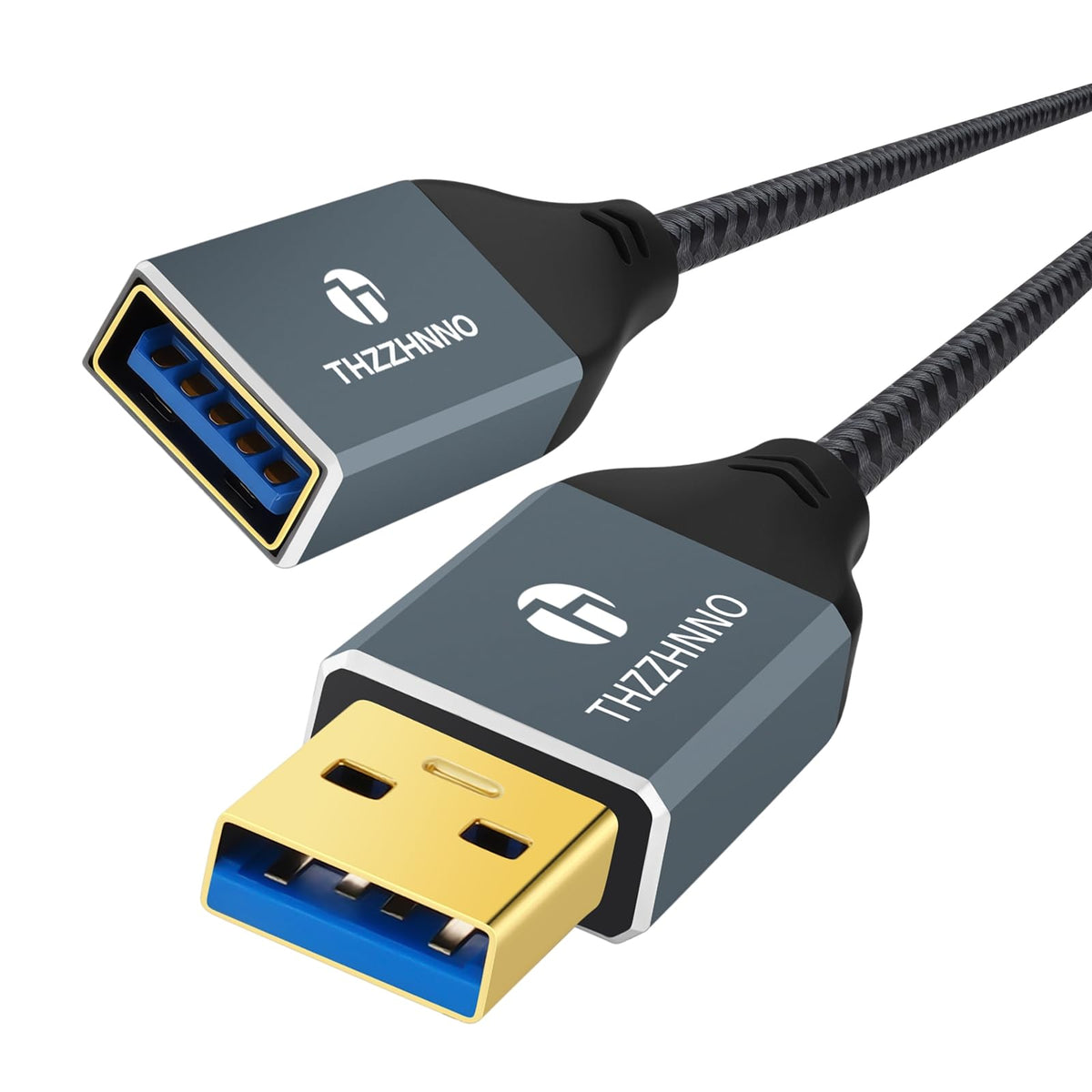 Thzzhnno Coiled USB Extension Cable, 5Gbps Retractable USB A Male to Female Data Transfer Cord for Keyboard, Mouse, PlayStation, Xbox, Flash Drive, Printer, Camera(Extend up from 0.75FT to 3.3FT)