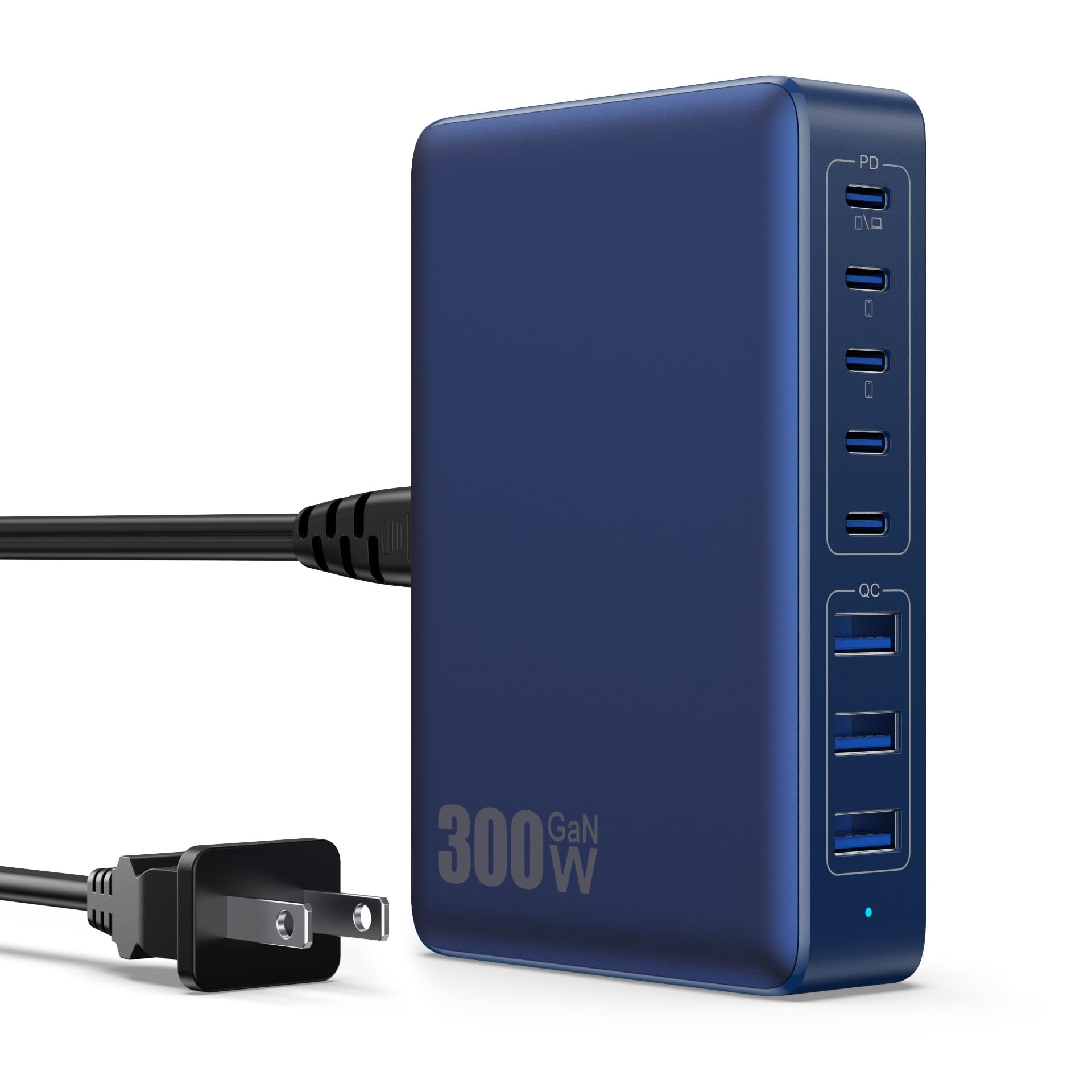 USB C Charger 300W USB C Charger Block 8-Ports GaN IV Fast Charging Station,PD 100W Laptop Charging Hub Wall Charge Adapter Compatible with MacBook/Air,DELL,Steam Desk,iPhone 16/15/14,Galaxy