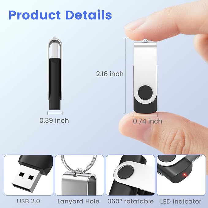 ABLAZE 1GB Flash Drives 500 Pack, USB 2.0 Thumb Drives Bulk Swivel Memory Stick Bulk USB 500 Pack Pendrives 1GB (Mixcolors)