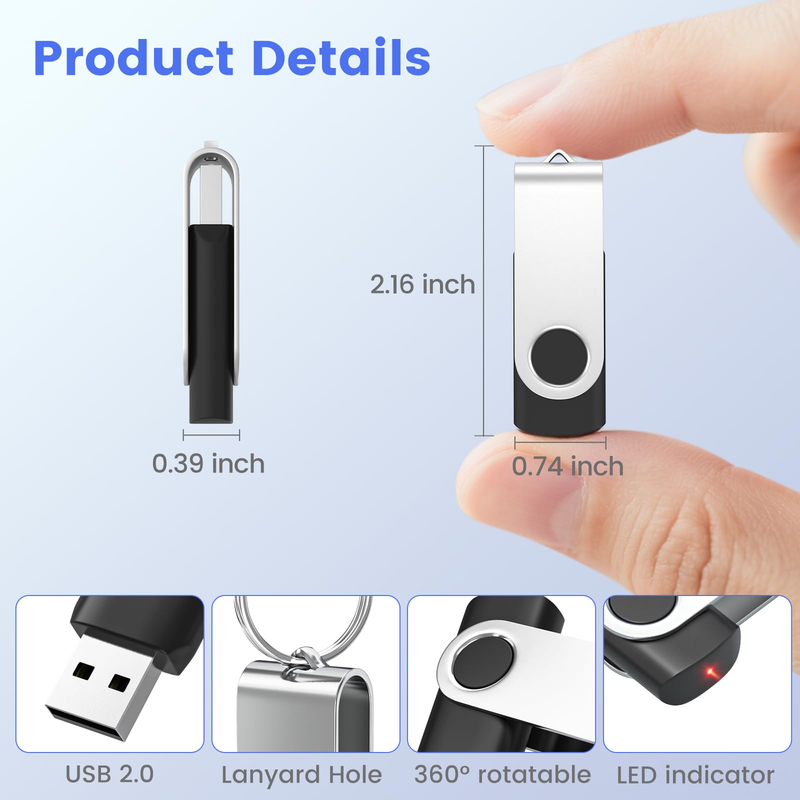 ABLAZE 1GB Flash Drive 10 Pack, USB 2.0 Memory Stick with Lanyards