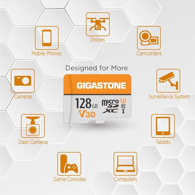GIGASTONE 128GB Micro SD Card 2-Pack, A1 V30 4K Video Recording, Compatible with Security Camera, Dash cam, Drone, 95MB/s MicroSDXC Memory Card UHS-I Class 10, with 2 SD Adapter