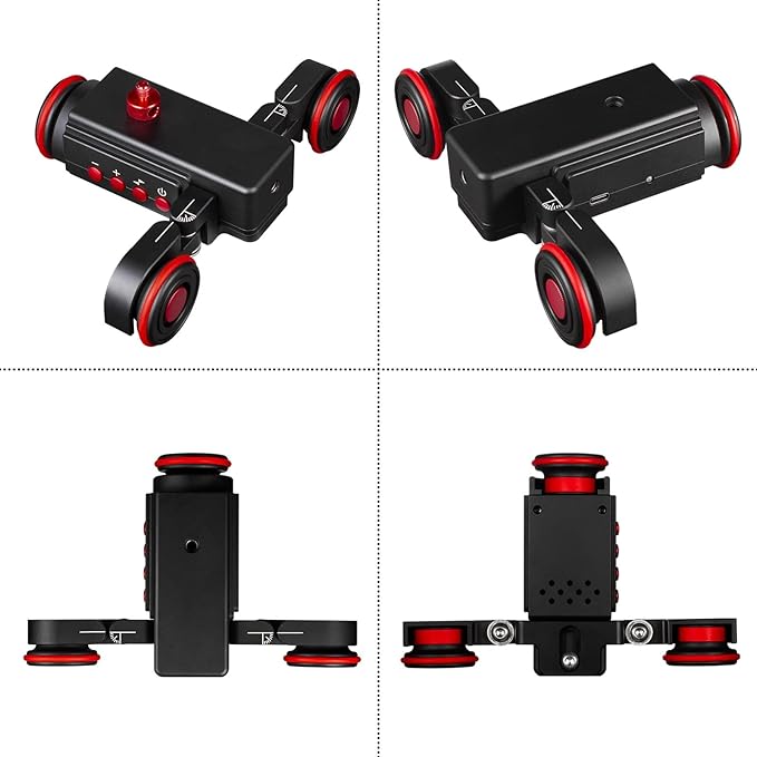 EACHSHOT Motorized Dolly Car, 3-Wheels Wireless Electric Track Rail Slider Video Camera Dolly Car with Remote Control, Compatible with DSLR Camera, Camcorder, for GoPro, iPhone, and Android Smartphone