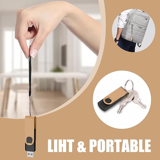 EASTBULL 2GB USB Flash Drive Bulk Thumb Drives 20 Pack with Lanyards USB 2.0 Memory Sticks Zip Drive Pen Drive for Storage and Backup Gold 20PCS 2GB