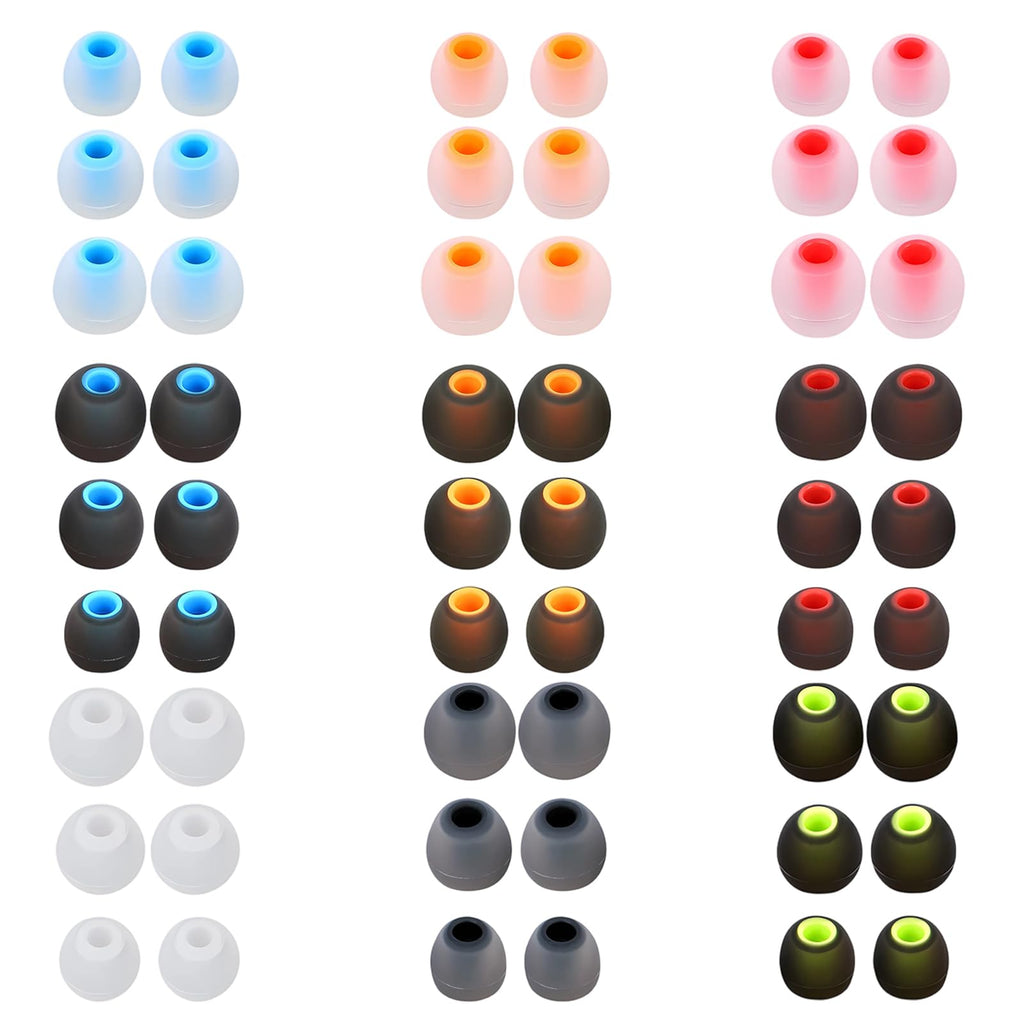 MMYQXI 54 PCS Silicone Replacement Earbud Tips Earbud Cap Eartips Fit for in-Ear Earbuds(Inner Hole 3.8mm -5.1mm) Headphones Earbud Rubber Tips S M L