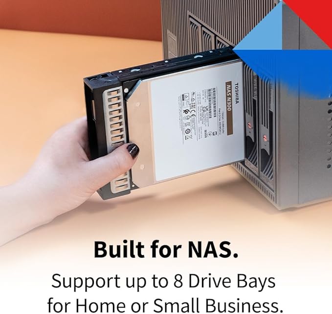 Toshiba N300 8TB NAS 3.5-Inch Internal Hard Drive - CMR SATA 6 GB/s 7200 RPM 512 MB Cache - HDWG780XZSTA