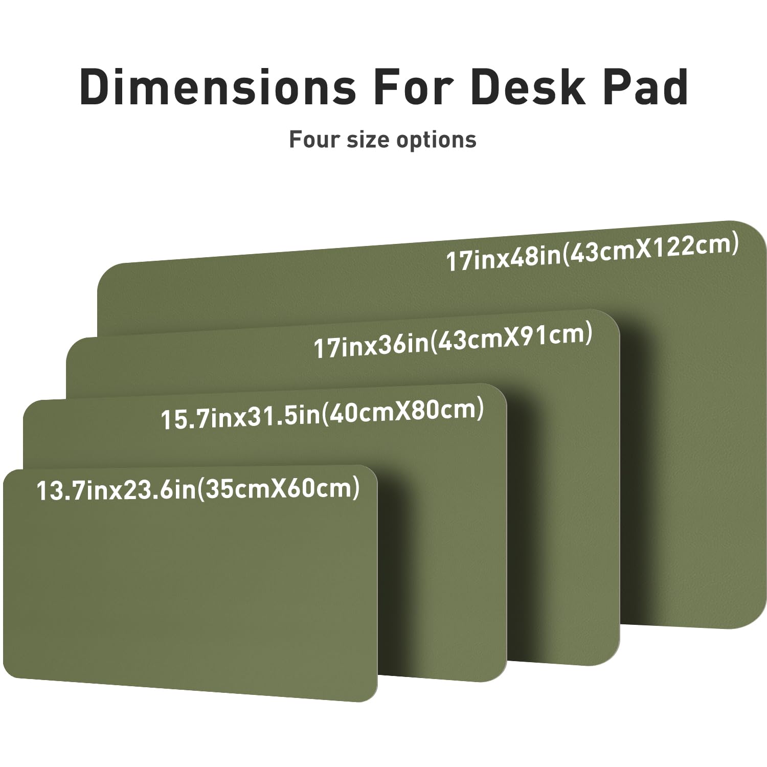 Aothia Desk Protector Mat, Mouse Pad, Non-Slip Waterproof PU Leather Desk Blotter, Laptop, Writing for Office and Home (23.6" x 13.7", Olive Green)