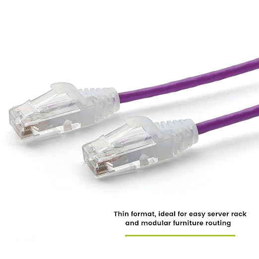 TRUECABLE Cat6 Component Rated Patch Cable, Unshielded (U/UTP), 7ft, Purple, 28AWG Solid Copper, Snagless 10G High-Speed Ethernet Cable, PoE++ 4PPoE 100W, UL Listed, RoHS-3, 5 Pack