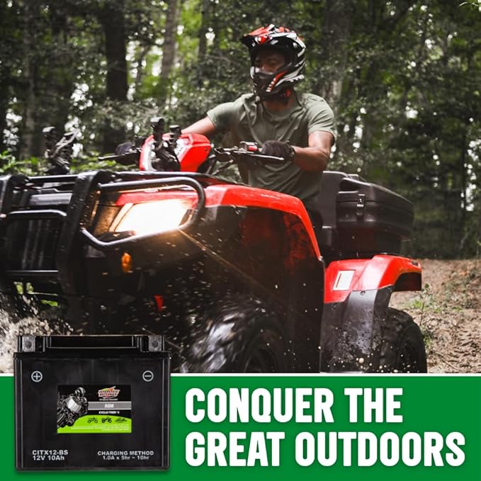 Interstate Batteries YTX12-BS 12V 10Ah Powersports Battery 175CCA AGM Rechargeable Replacement for Honda, Kawasaki, Suzuki Motorcycles, Scooters, Bikes, ATVs, UTVs (CITX12-BS)