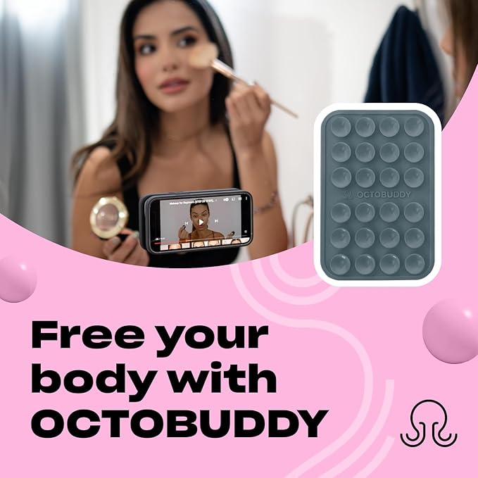 Classic MAX - Silicone Suction Phone Case Adhesive Mount - Hands-Free, Strong Grip Holder for Selfies and Videos - iPhone and Android Compatible - 2.6″ x 3.9″, Shade Gray