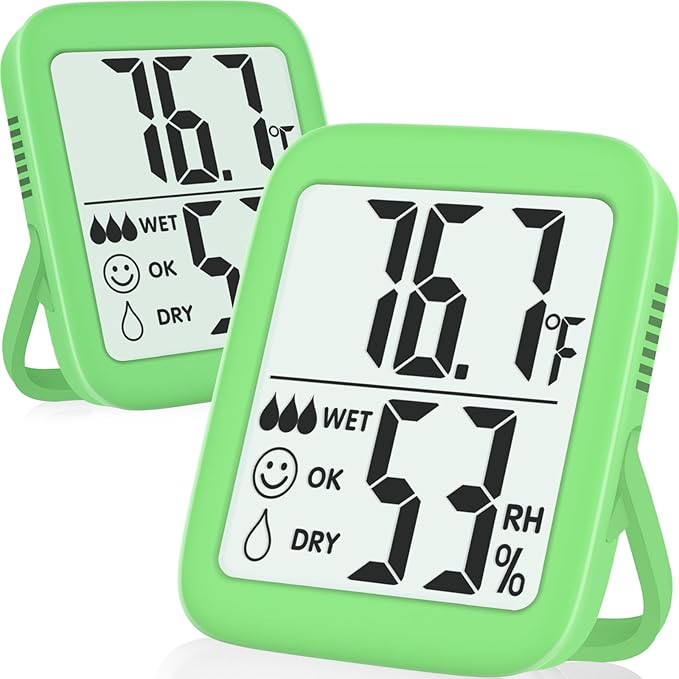 Antonki 2 Pack Room Thermometer for Home, Indoor Hygrometer Humidity Meter Gauge, Digital Temperature and Humidity Sensor Monitor for House, Terrarium, Incubator, Greenhouse - Battery Included