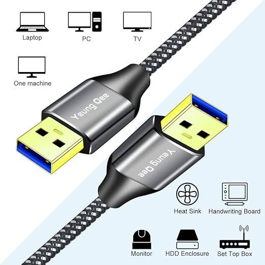USB 3.0 A to A Male Cable 15 ft,Super Speed Type A Male to Male Cable USB 3.0 Double End USB Cord for Hard Disk, Cameras,Laptop Cooler, DVD Player and More (15FT/5M)