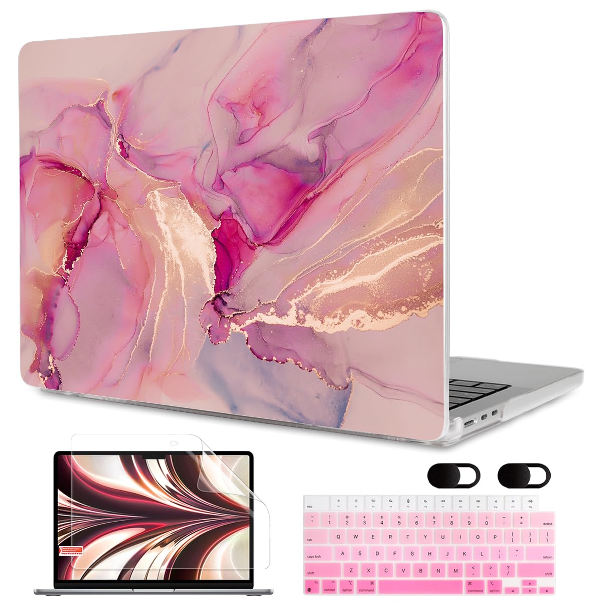 MEEgoodo Case for M5/M4/M3/M2 MacBook Air 13 inch 2026 2025 2024 2022, Fit Model A3449/A3240/A3113/A2681, Case Compatible with MacBook Air 13.6-inch, Gold Flowers Lilies