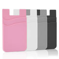 SS Card Holder for Back of Phone, Cell Phone Wallet Stick-on Credit Card Sleeve Pocket Silicone Pouch Compatible for iPhone, Samsung Galaxy and Most SamrtPhones 4 Pack