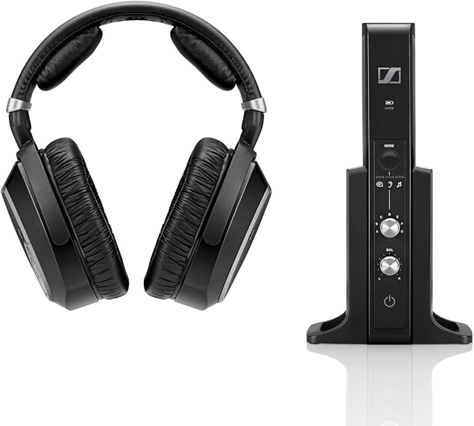 Sennheiser Consumer Audio RS 195 RF Wireless Headphone Systems for TV Listening with Selectable Hearing Boost Preset,Black