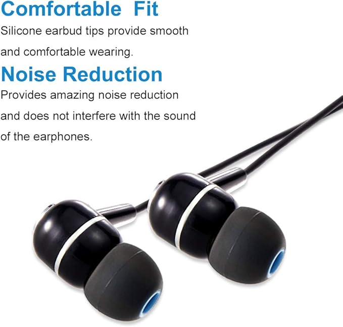 Brandless Earbud Tips Soft Silicone Earbuds Replacement Tips Fit for in-Ear Headphones(Inner Hole from 3.8mm - 4.2mm Earphones) 9 Pairs S/M/L,Black/Blue