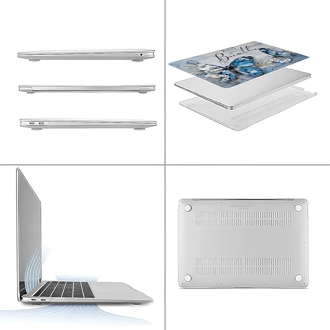 Compatible with MacBook Air 13.3 13.6 Inch Case 2022 2021 2020 2019 Plastic Hard Shell Case Cover,13.6 Air (A2681) M2 2022, Butterfly