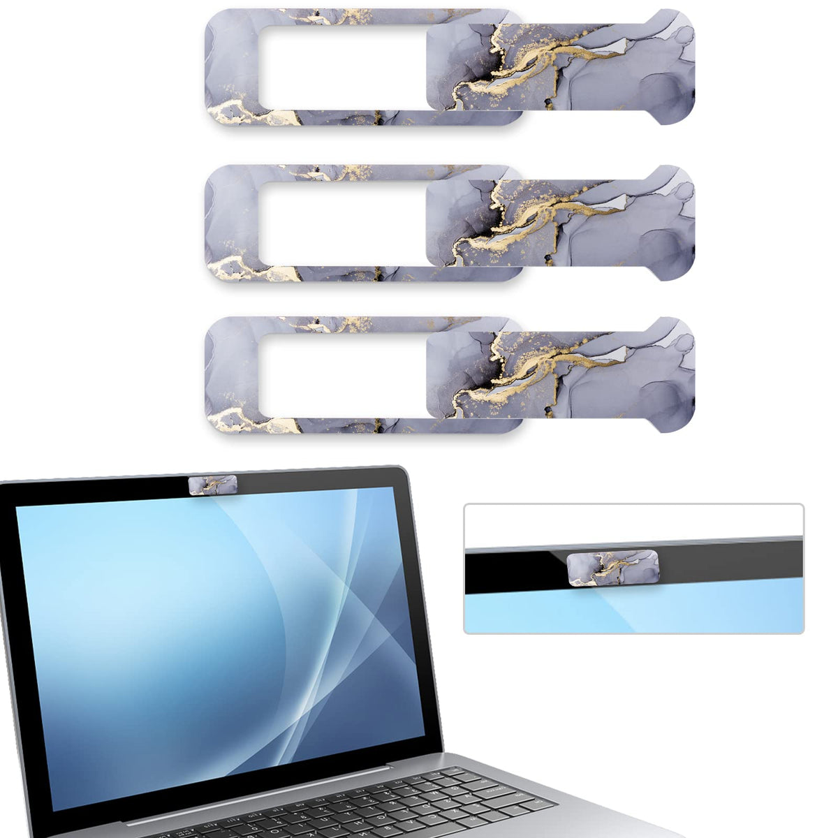 Webcam Cover, 3 Pieces, Laptop Camera Cover, Privacy Shielding Capacity is Twice as Big as The Traditional, Suitable for Computer Mobile Phones, laptops, Tablets and so on (Black)