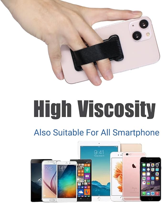 Phone Grip Holder for Hand, Universal Finger Strap Phone Holder, Finger Selfie Grip Compatible with Most Smartphones (Black Blue) -2Pack