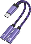 USB Type C Splitter 2 in 1 USB C Headphone and Charger Adapter Audio Dongle Cable with PD 60W Fast Charging for Samsung Galaxy A17 A16 A15 A56 S25 S24 S23 S22 S21 iPhone 17 16 15 Pro Max Pixel 10 9 8