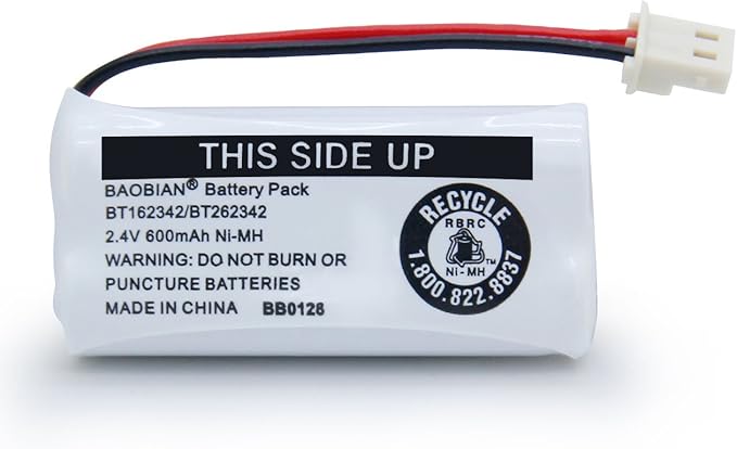 BT162342/BT262342 Cordless Phone Batteries BT183342/BT283342 BT166342/BT266342 CS6114 CS6419 CS6719 EL52300 CL80111 2.4V 600mah Ni-Mh (3 Pack)