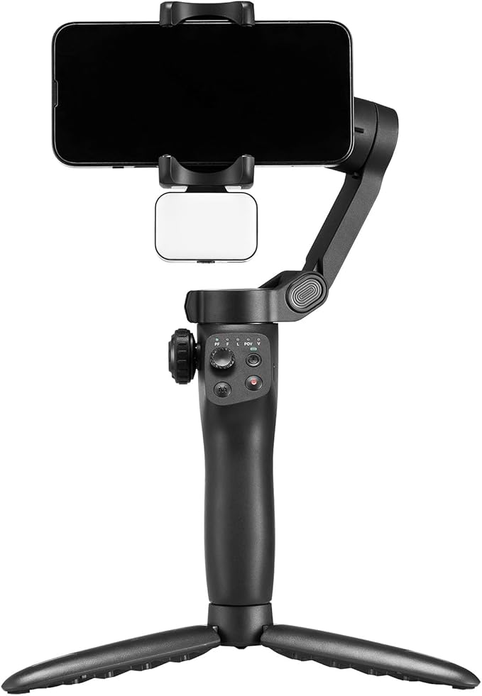 VEVOR Gimbal Stabilizer for Smartphone, 3-Axis Stabilization, Phone Gimbal for Android & iPhone with Magnetic Fill Light, Face Tracking, Gesture Control, Phone Stabilizer for Video Recording Vlogging