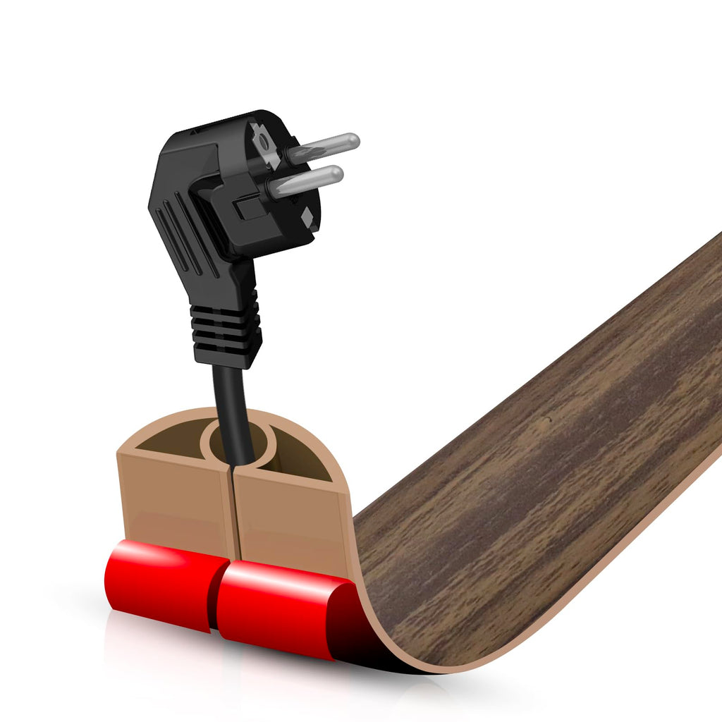 Floor Cord Cover Self Adhesive Cord Hider,3.3FT Cable Management, Extension Strip Protector for Wires, Prevent Cable Trips for Offices, Gyms, Exhibitions Cavity:0.3"(W) x 0.28"(H) Wood Walnut