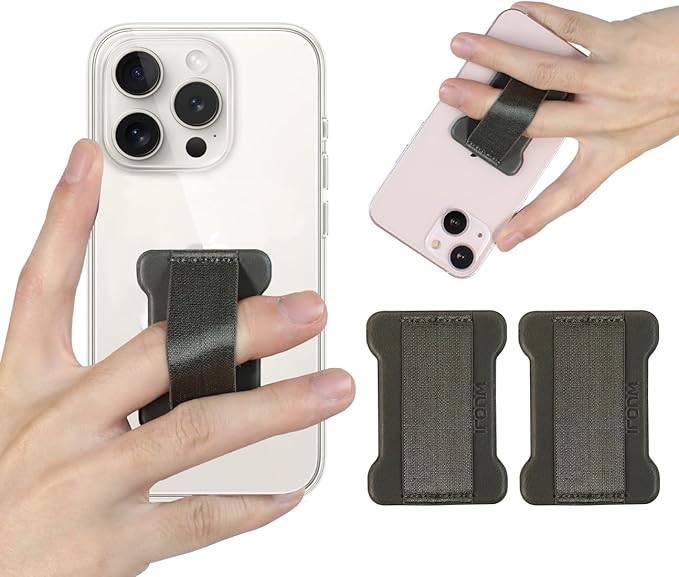 Universal Phone Grip for Smartphones - Phone Holder for Hand for Back of Phone - Wireless Charging Compatible (Gray) - 2Pack