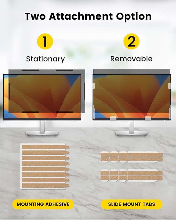 F FORITO 24 Inch 16:10 360°Privacy Screen Protector for Computer Monitor, Removable Eye Protection Anti Blue Light Anti Glare Computer Screen Privacy Shield for 24" Widescreen Monitors