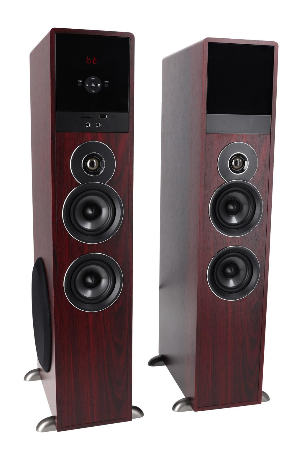 Rockville TM80C Powered Home Theater Tower Speaker System, Cherry Wood, 800W, 8" Subwoofers, Bluetooth, USB/SD Playback, FM Radio, Remote Control, Karaoke Ready, Perfect for Home Entertainment