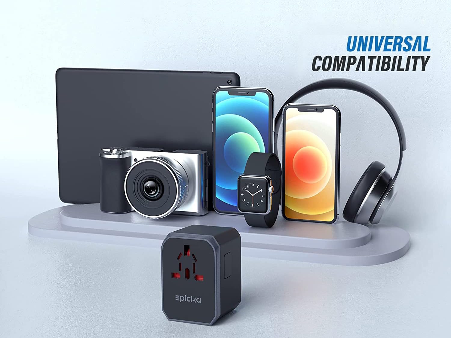 EPICKA Universal Travel Adapter with 1AC/1 USB-C/4 USB-A Ports
