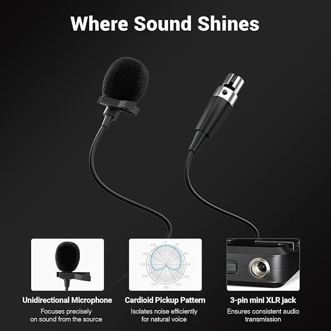 Phenyx Pro Dual UHF Auto Scan Headset/Lapel Wireless Microphones PTU-71-2B