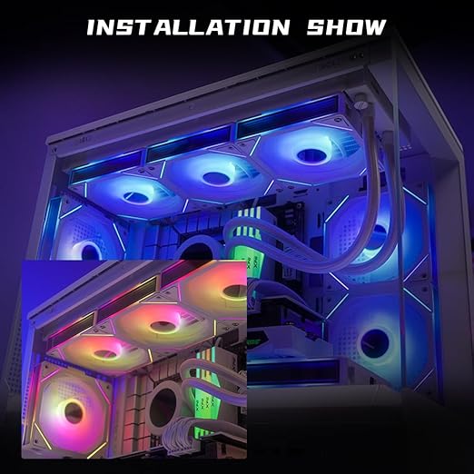 Jungle Leopard Interstellar V1 120mm Case Fan, Infinity Mirror Module Daisy-Chain 5V ARGB PWM PC Fan Triple Pack Suitable for Computer Case & CPU Cooling(Black-3 Pack)