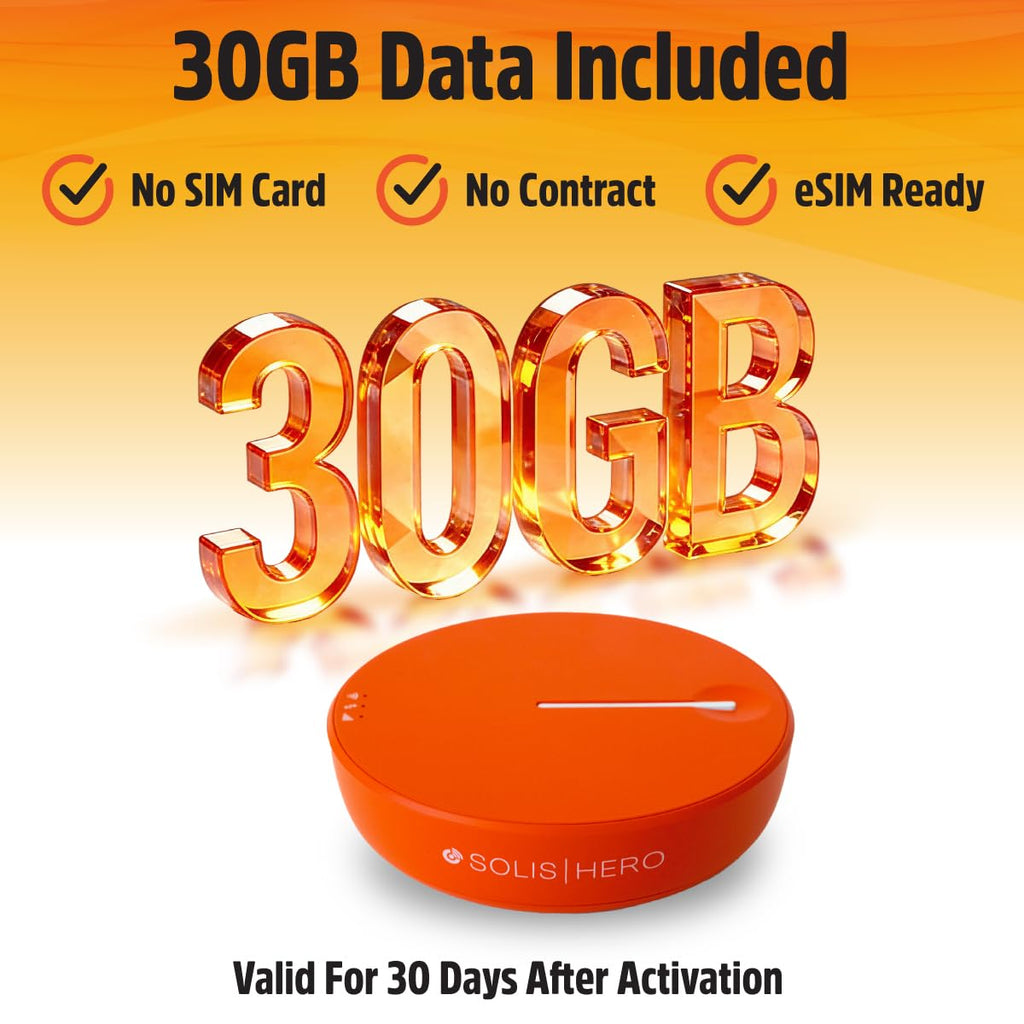 SIMO Solis Hero, 4G Mobile Hotspot, 1GB/Monthly + 30GB Global Data